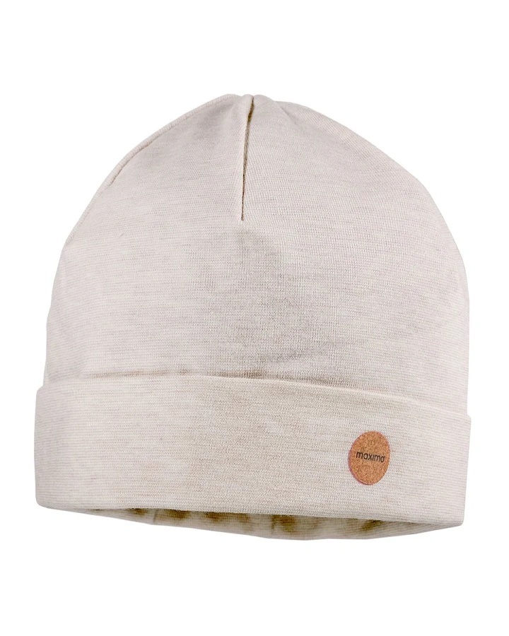 BABY-Beanie, UV 50, hellbraunmeliert-weiß Gr. 39