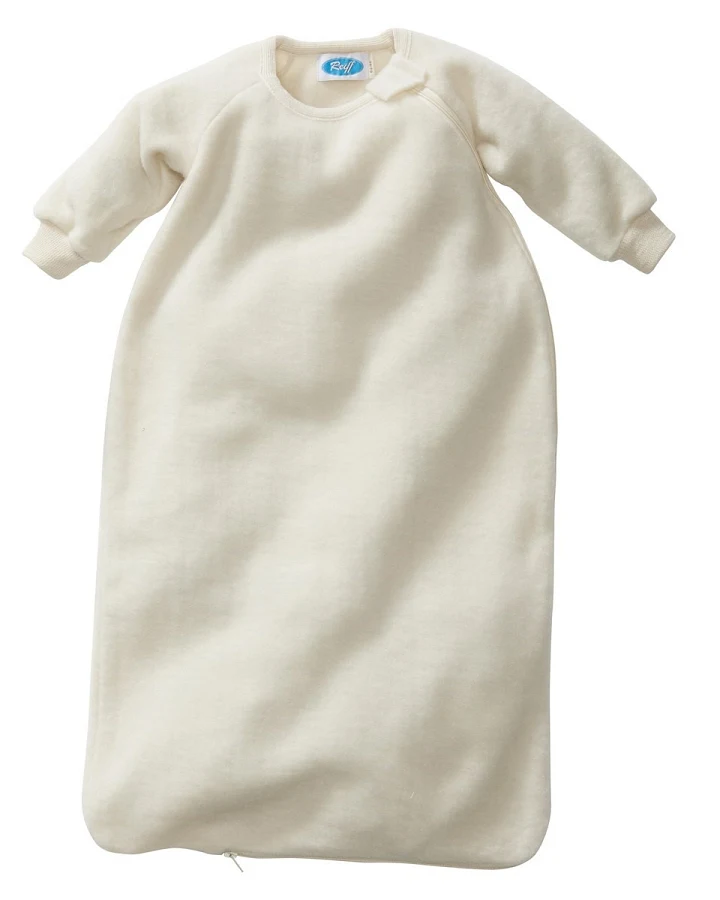 Schlafsack Baby mit Arm Bio-Merinowolle Ganzjahr natur Gr.50/56