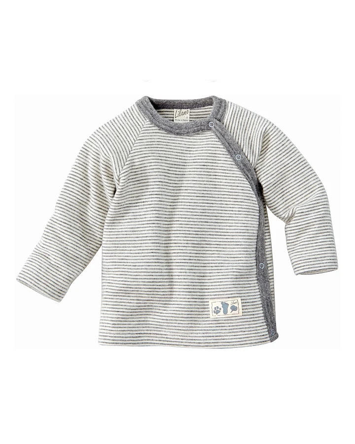 Lilano Baby Jacke Wolle Seide grau-geringelt Gr.62