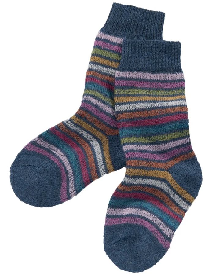 Kinder Socken Bio-Schurwolle Rainbow blue Gr.18-20
