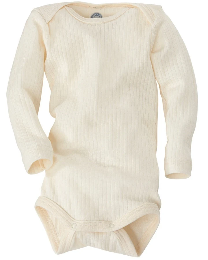 Cosilana Baby Body Langarm Baumwolle-Wolle-Seide natur Gr.62/68