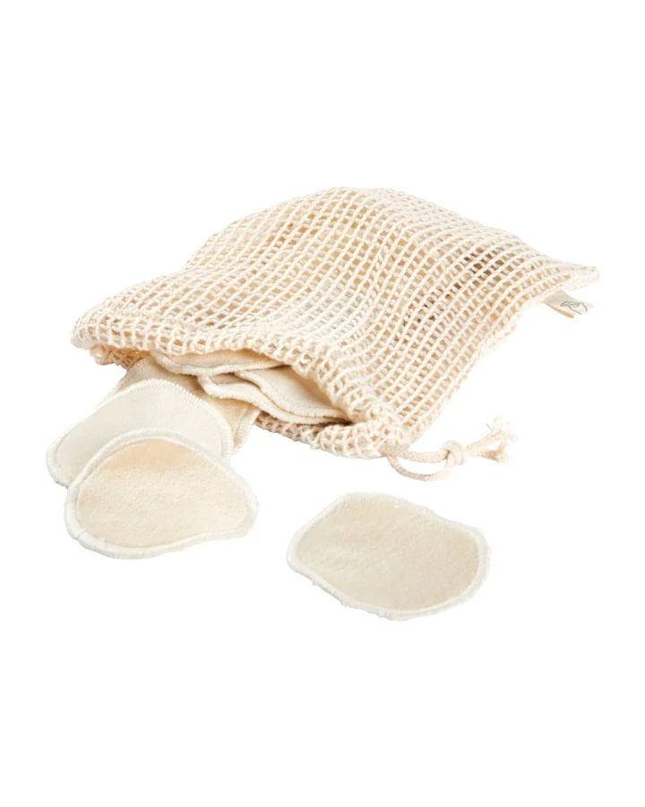 Abschminkpads waschbar Bio-Baumwolle (kbA) 16er Set, Netzbeutel Durchmesser ca. 7 cm