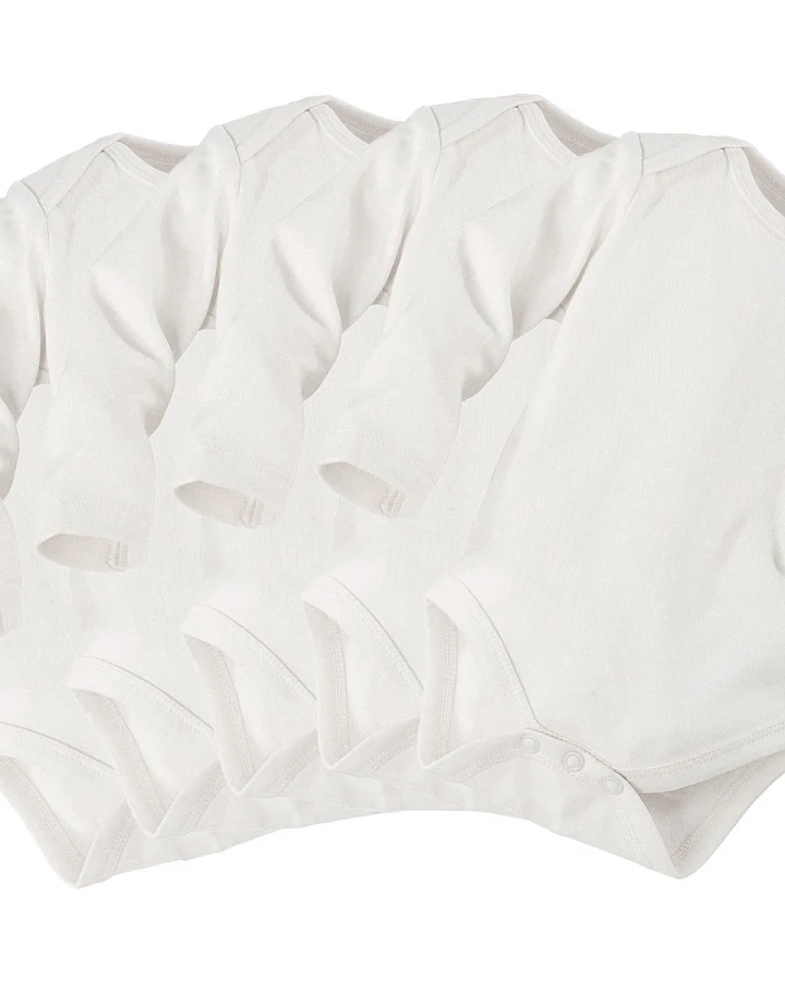 Baby Langarmbody Bio-Baumwolle 5er Set off white Gr. 74/80