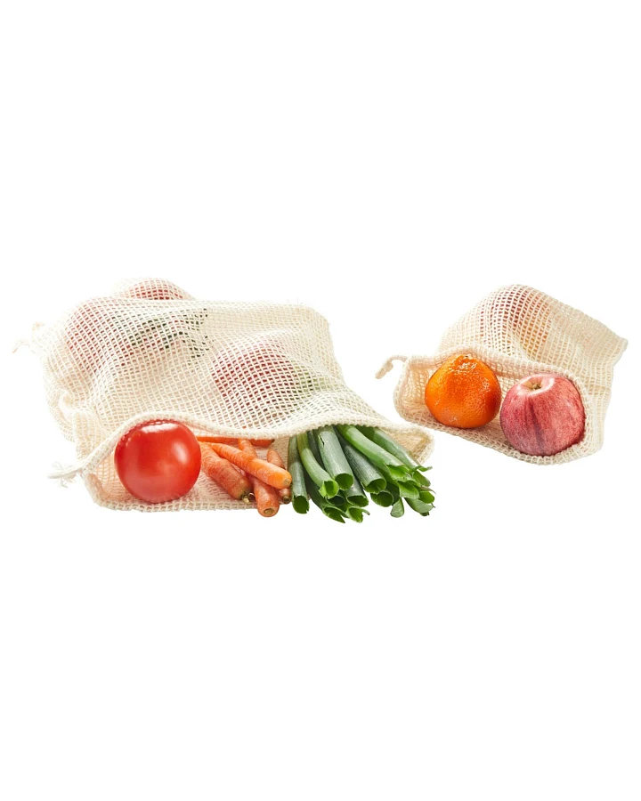 Einkaufsnetz aus Bio-Baumwolle 2er-Set natur Maße 20x30 cm und 30x38 cm