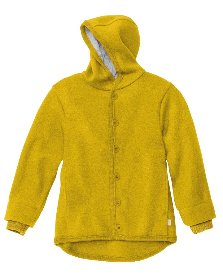 Disana Kinder Jacke mit Kapuze Bio-Merinowolle Walk curry Gr.86/92