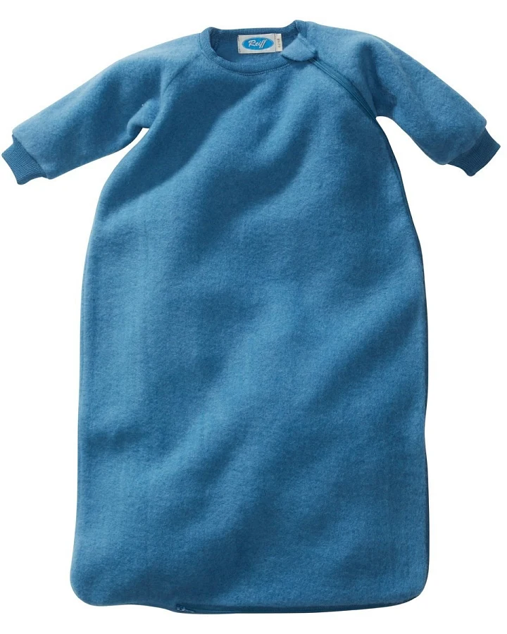 Schlafsack Baby mit Arm Bio-Merinowolle Ganzjahr pazifik Gr.62/68