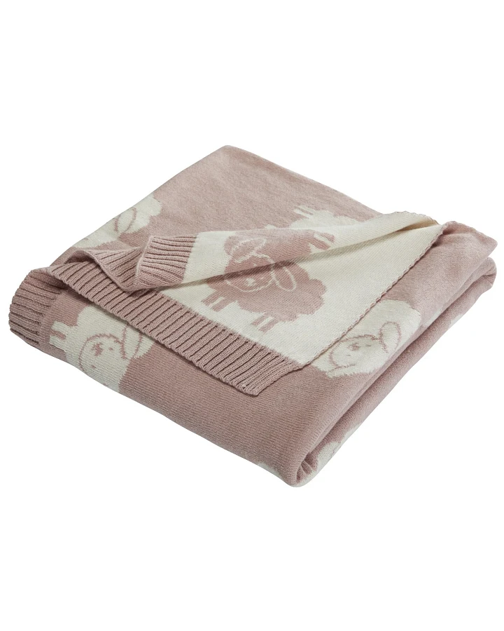 Babydecke Bio-Baumwolle, Schäfchen rose Maße 80 x 100 cm