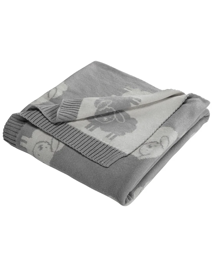 Babydecke Baumwolle, Schäfchen grey Maße 80 x 100 cm
