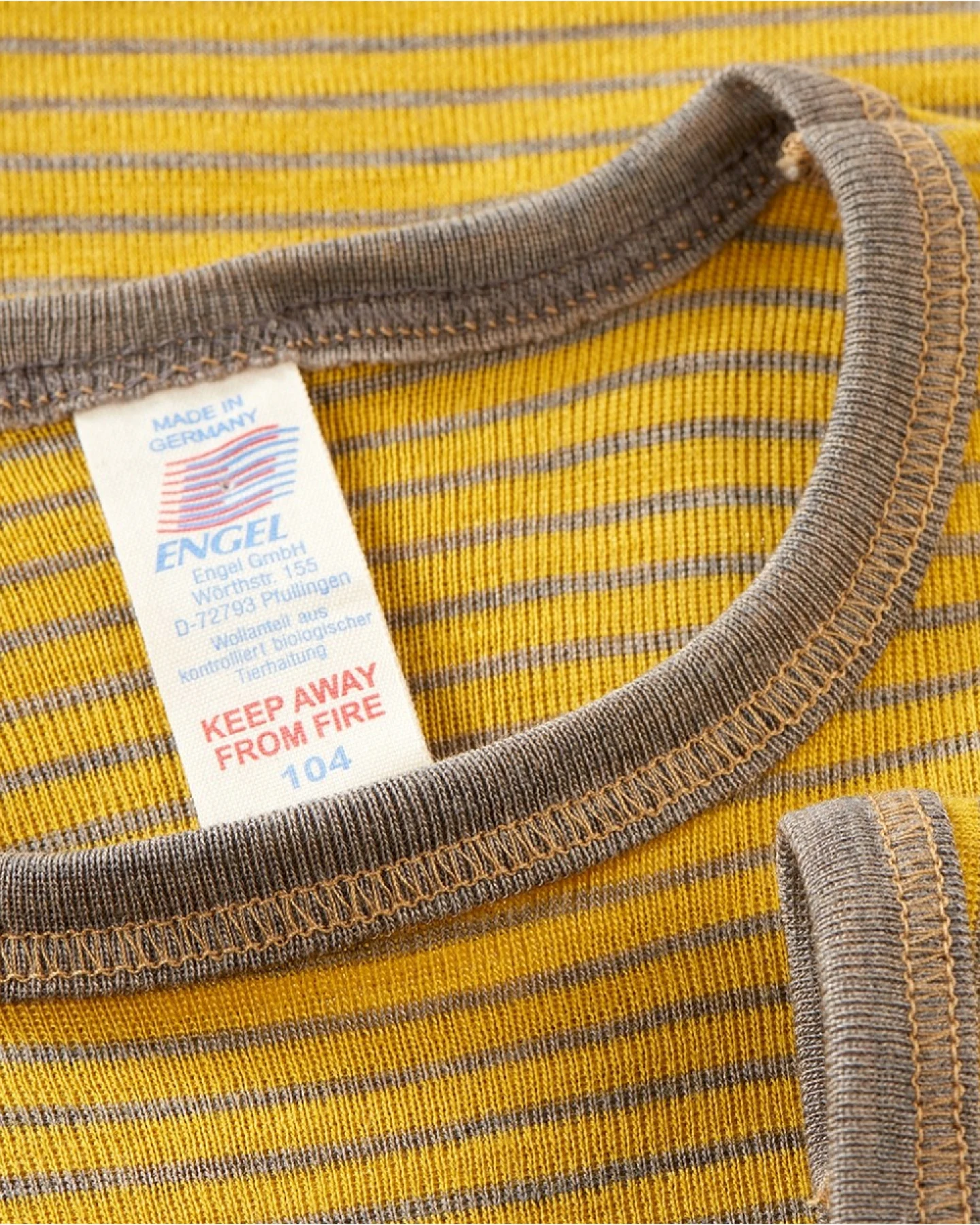 Engel Natur Kinder Langarmshirt Unterhemd Wolle Seide safran-geringelt Gr.92 – Ansicht 2