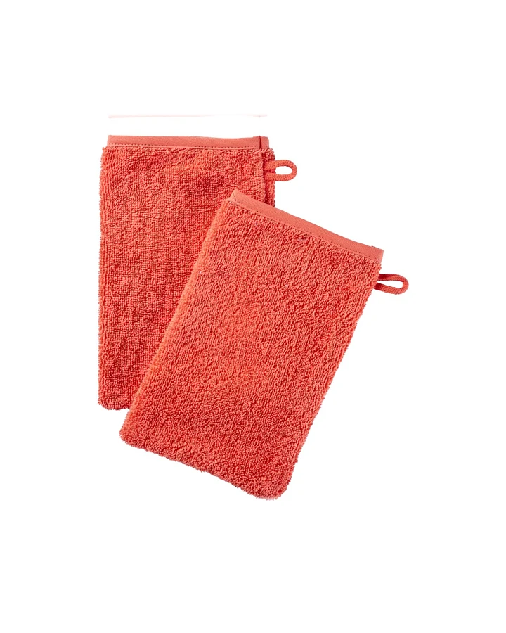 Waschhandschuh Bio-Baumwolle 2er Set koralle Maße 15 x 23 cm