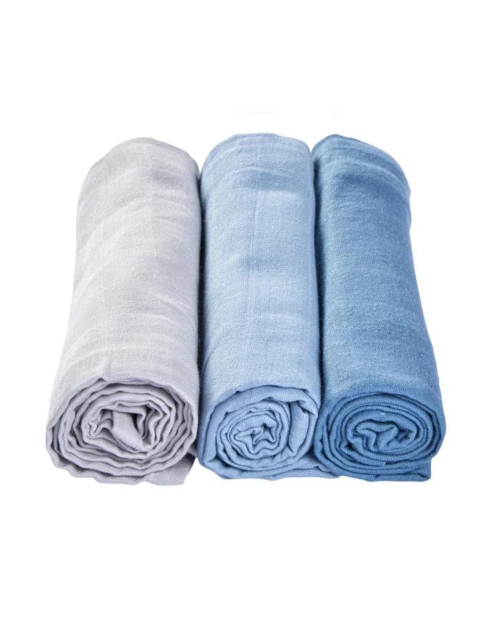 Spucktücher Bio-Baumwolle 3er Set "Dusty Blue" Maße 75 x 75 cm