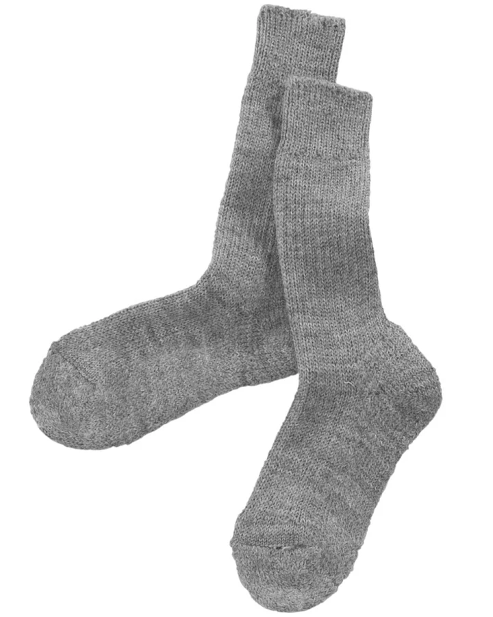 Kindersocken Bio-Schurwolle Plüsch melange-grau Gr.21-22