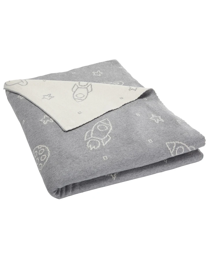 Kinder Kuscheldecke Bio-Baumwolle, Space Maße 130 x 170 cm