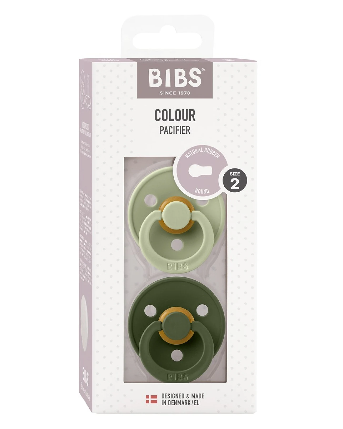 BIBS Schnuller Naturlatex "Colour" 2er Pack kirschförmig sage-hunter green 6-18 Monate – Ansicht 2