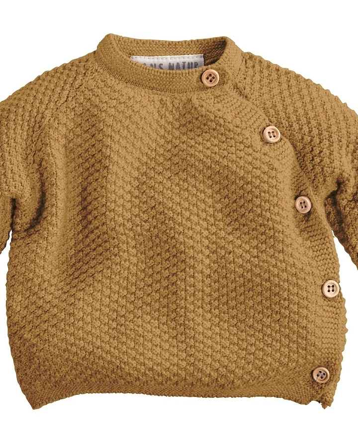 Baby Jacke Schlüttli Bio-Baumwolle Strick curry Gr.62/68