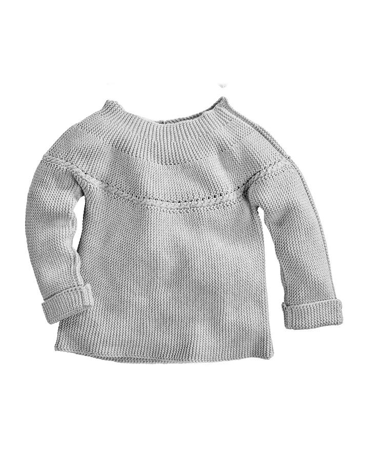 Kinder Pullover Bio-Baumwolle Strick hellgrau melange Gr.86/92