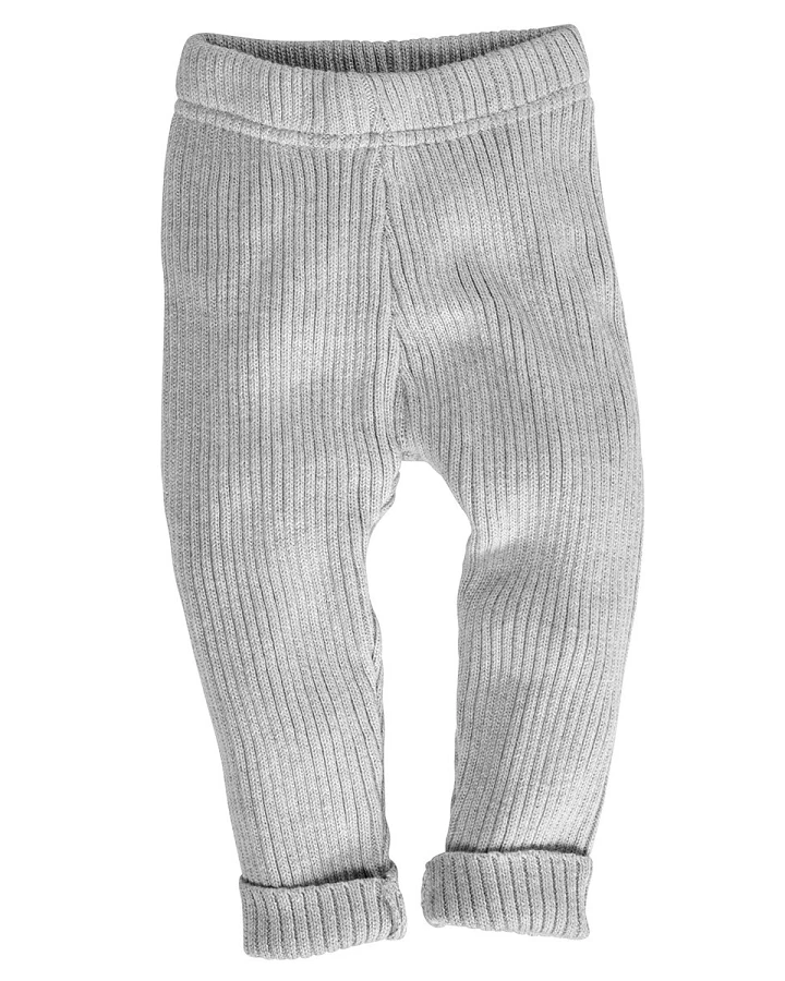 Baby und Kinder Leggings Bio-Baumwolle Strick hellgrau melange Gr.74/80