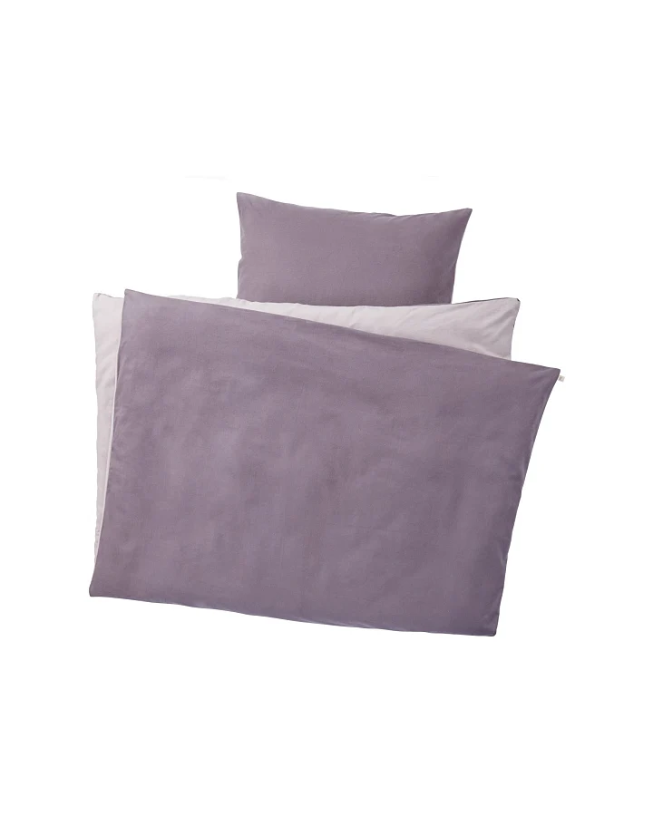 Biber Bettwäsche zum Wenden Bio-Baumwolle lila Bettbezug 155 x 220 cm, Kissen 80 x 80 cm