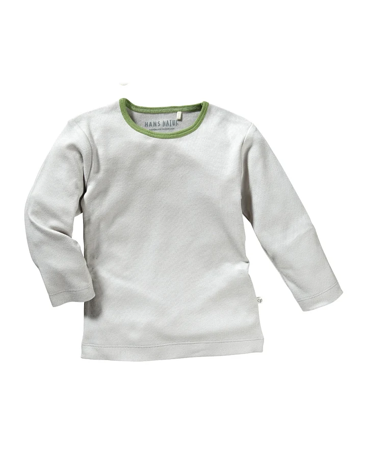 Kinder Unterhemd Langarm Bio-Baumwolle grau Gr. 98/104