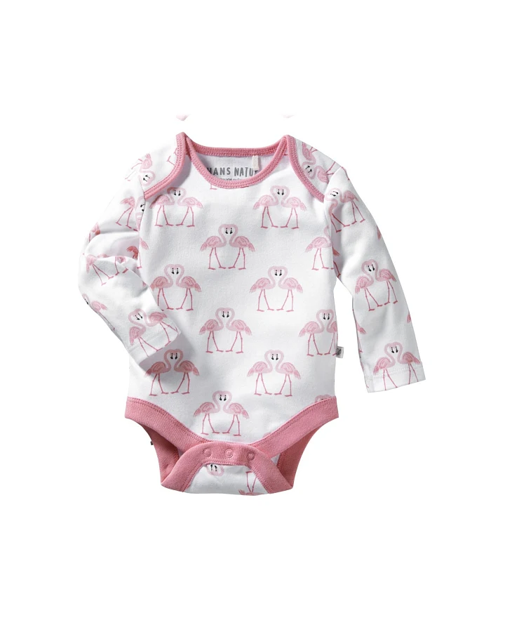 Baby Langarmbody Bio-Baumwolle Flamingo Gr. 62/68