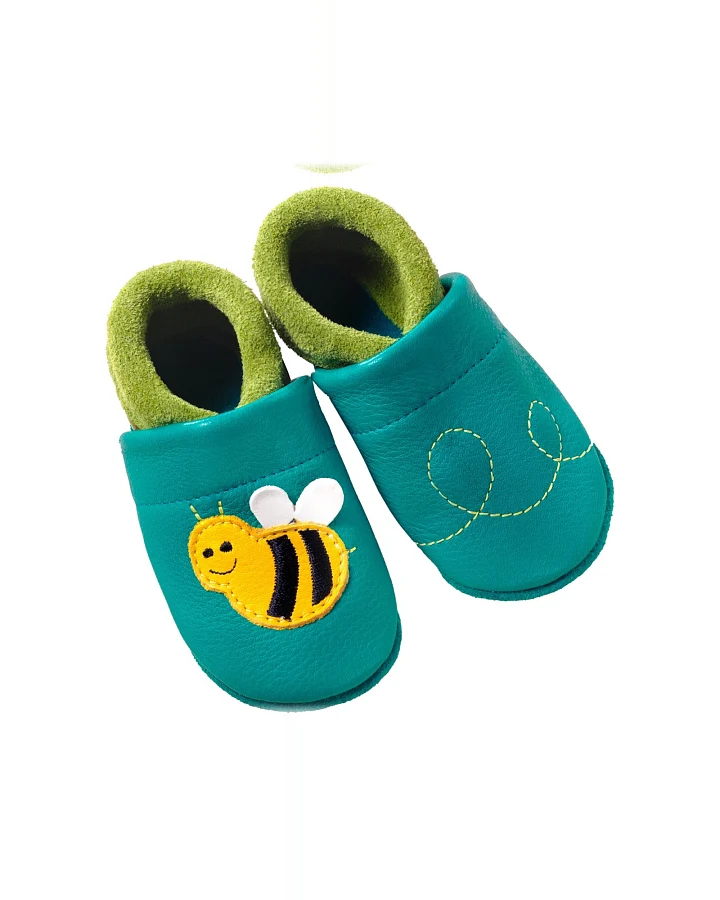 Kinder Lederpuschen Krabbelschuhe Bio-Leder "Biene Susi" Gr.22/23