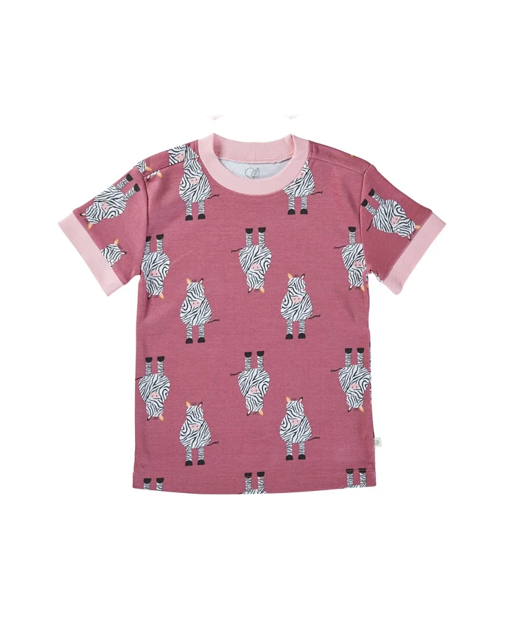 Kinder T-Shirt Bio-Baumwolle Zebrafreunde beere Gr.86/92