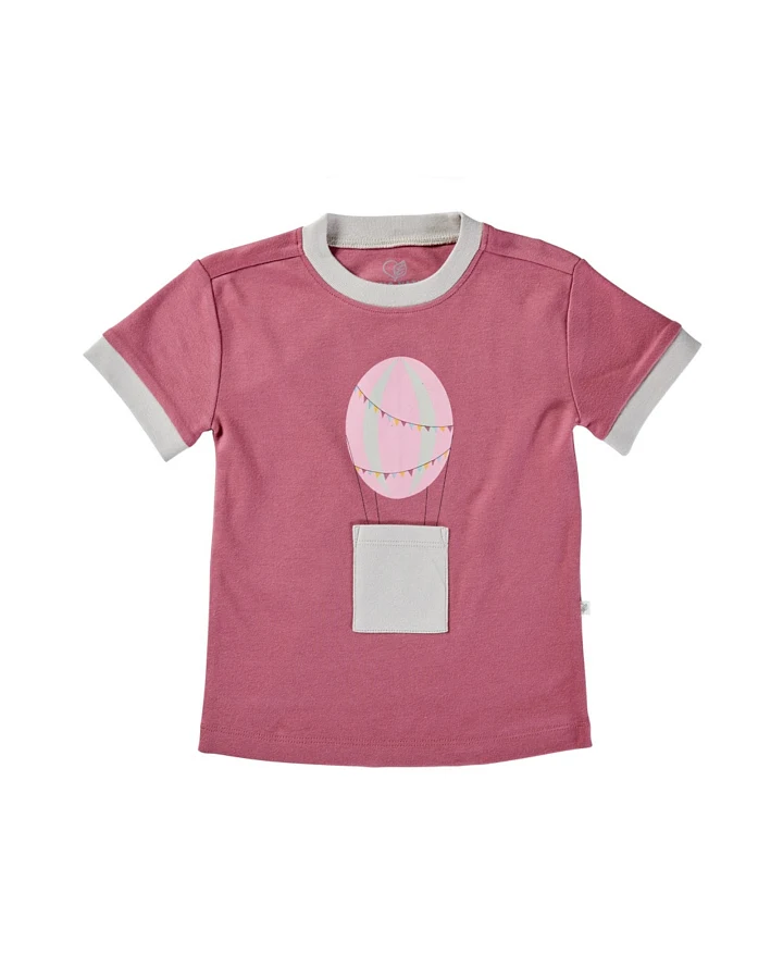 Kinder T-Shirt Bio-Baumwolle Heißluftballon beere Gr.86/92