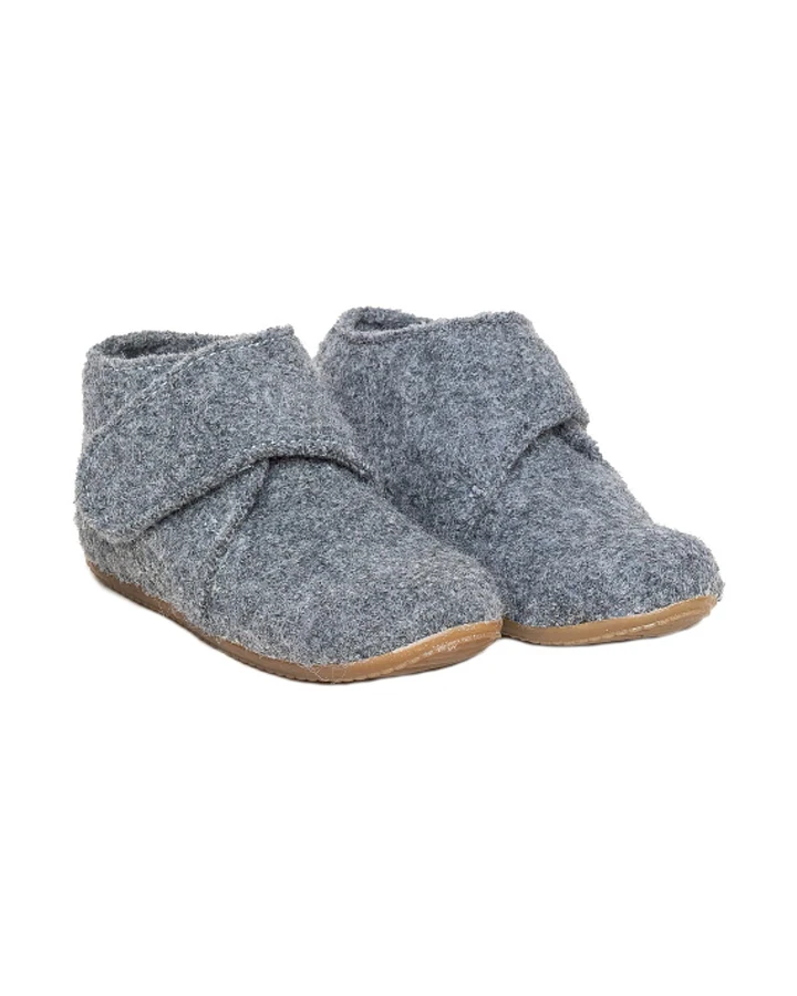 Kinder Hausschuhe Hüttenschuhe Wollwalk "Juno"grau melange Gr.21