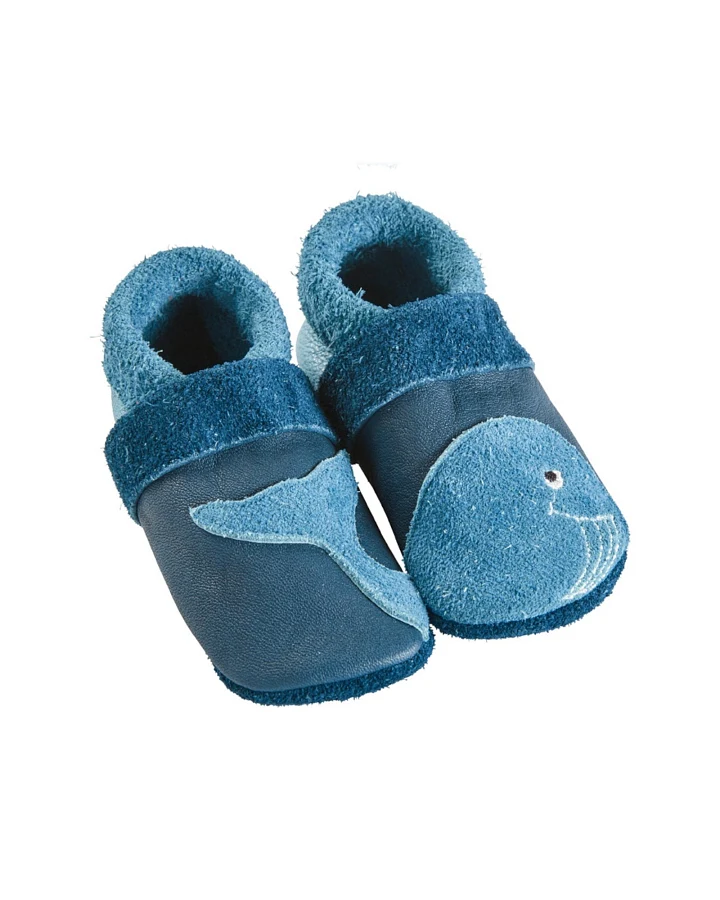 Baby und Kinder Hausschuhe Krabbelschuhe Ecopell Leder Großer Wal Gr.26