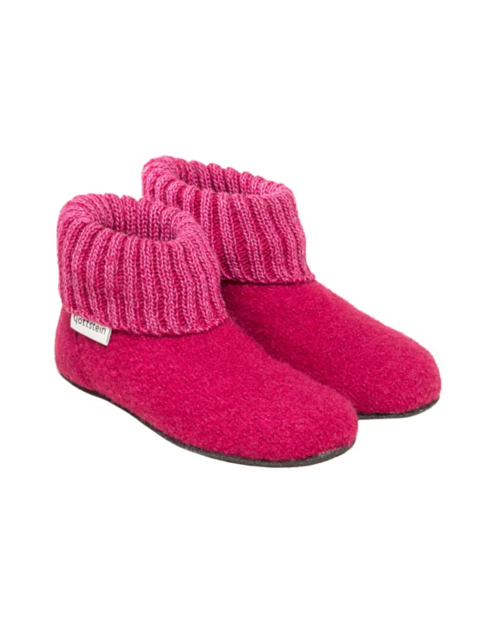 Kinder Hüttenschuhe Hausschuhe Wollwalk Filzsohle himbeere Gr.26