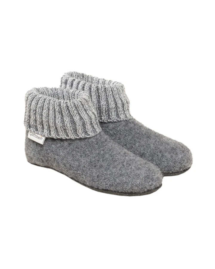 Kinder Hüttenschuhe Hausschuhe Wollwalk Filzsohle grau-melange Gr.26