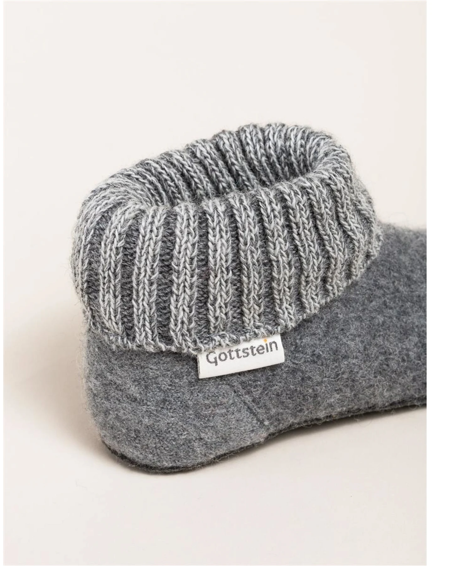Kinder Hüttenschuhe Hausschuhe Wollwalk Filzsohle grau-melange Gr.26 – Ansicht 2