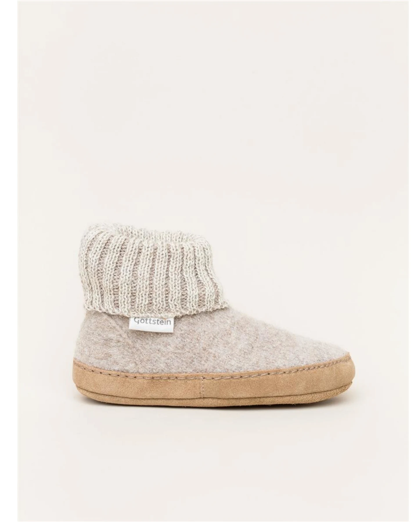 Kinder Hüttenschuhe Hausschuhe Wollwalk Ledersohle beige melange Gr.25 – Ansicht 2