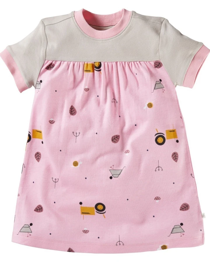 Kinder Kleid Kurzarm Bio-Baumwolle Garten rosa Gr.86/92
