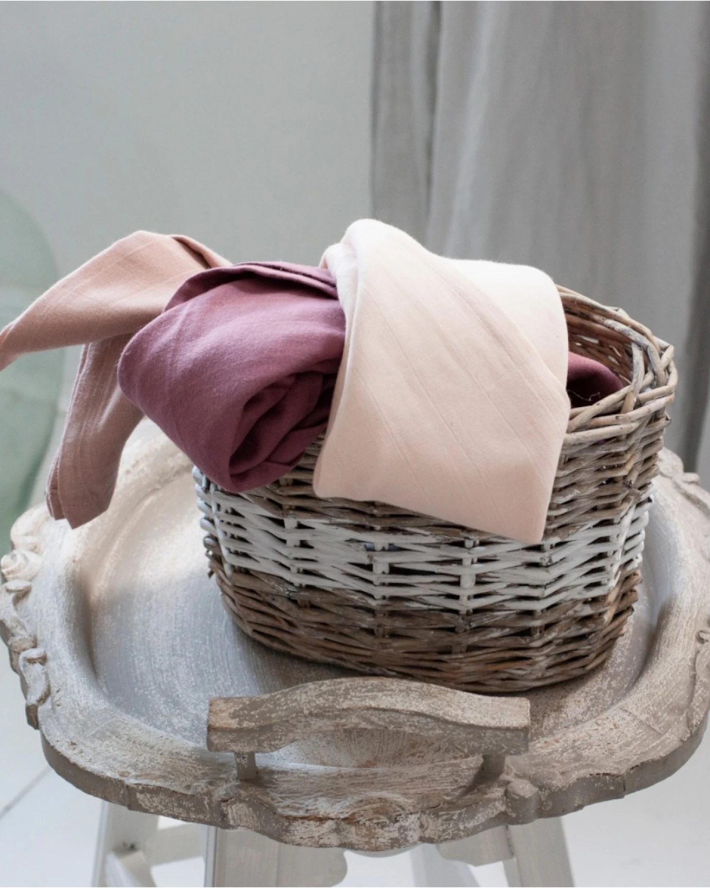 Spucktücher Bio-Baumwolle 3er Set "Mauve" Maße 75 x 75 cm – Ansicht 2