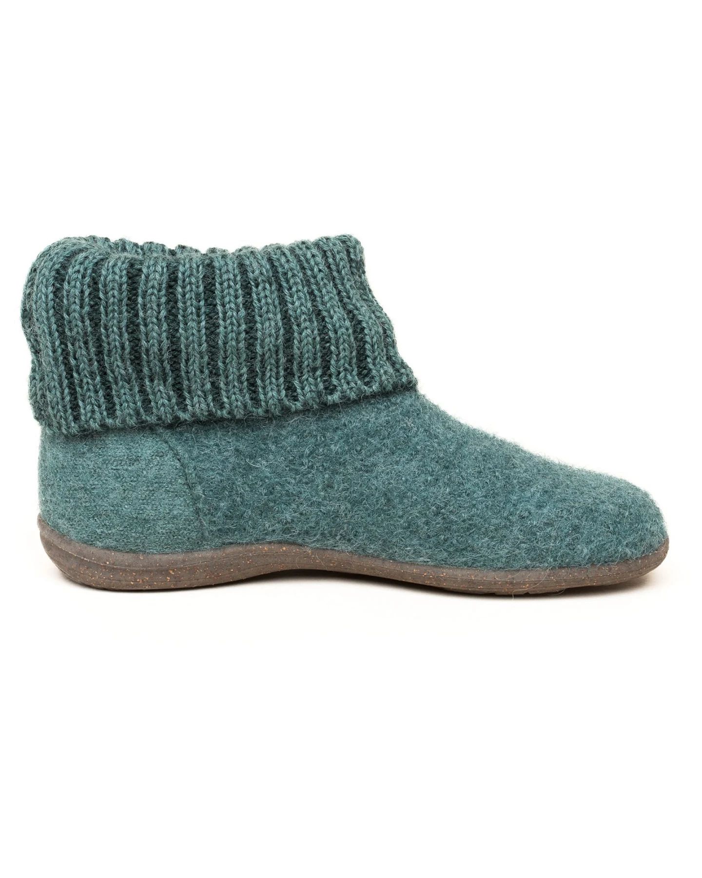 Kinder Hausschuhe Hüttenschuhe Wollwalk Gummi-Kork Sohle oceangreen Gr.26 – Ansicht 2
