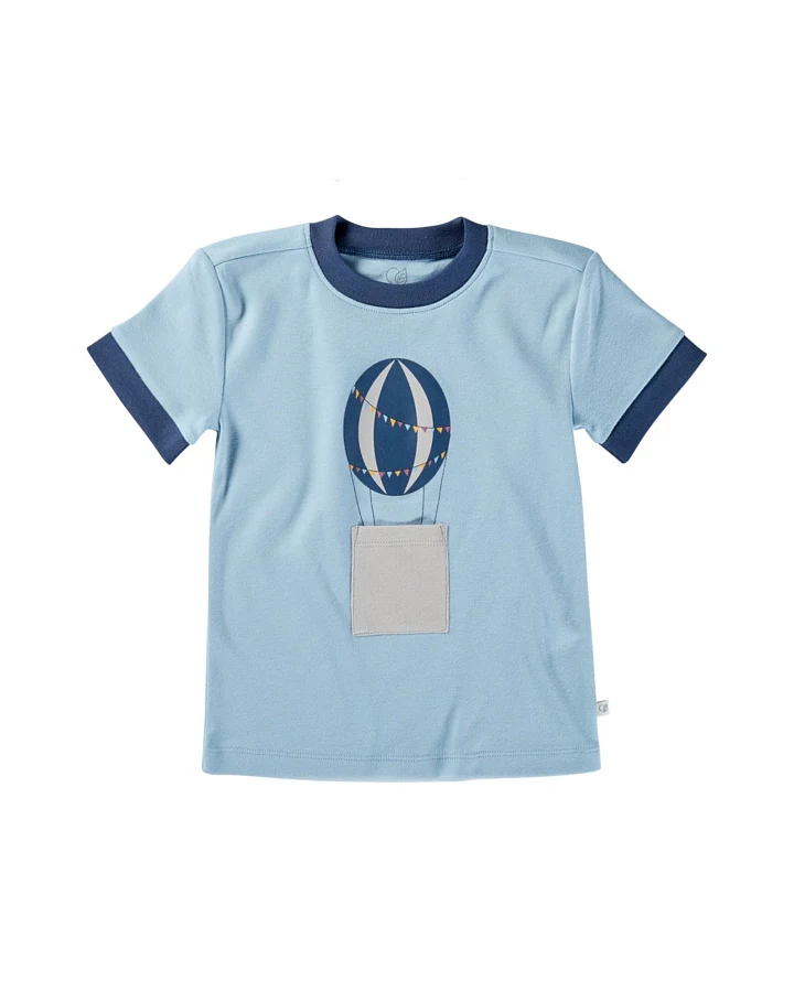 Kinder T-Shirt Bio-Baumwolle Heißluftballon blau Gr.86/92