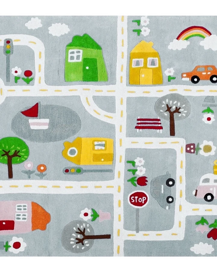 Kinderteppich Bio-Baumwolle "Spielstraße" Maße ca. 114 x 160 x 1,5 cm