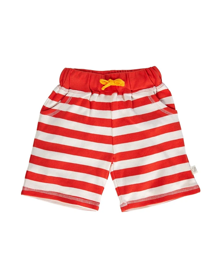 Kinder Shorts Bio-Baumwolle rot-off white Gr.86/92
