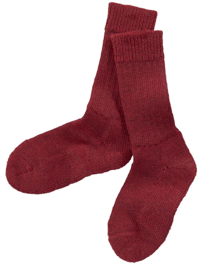 Kindersocken Bio-Schurwolle Plüsch melange-rot Gr.18-20