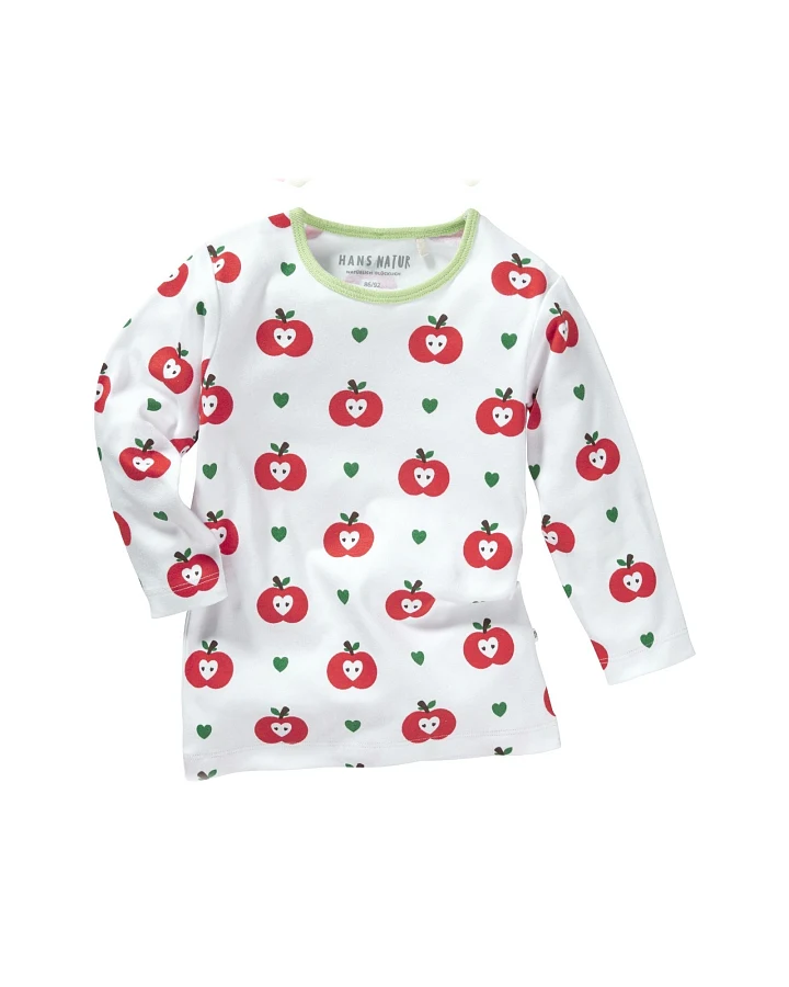 Kinder Unterhemd Langarm Bio-Baumwolle Apfel Gr. 98/104