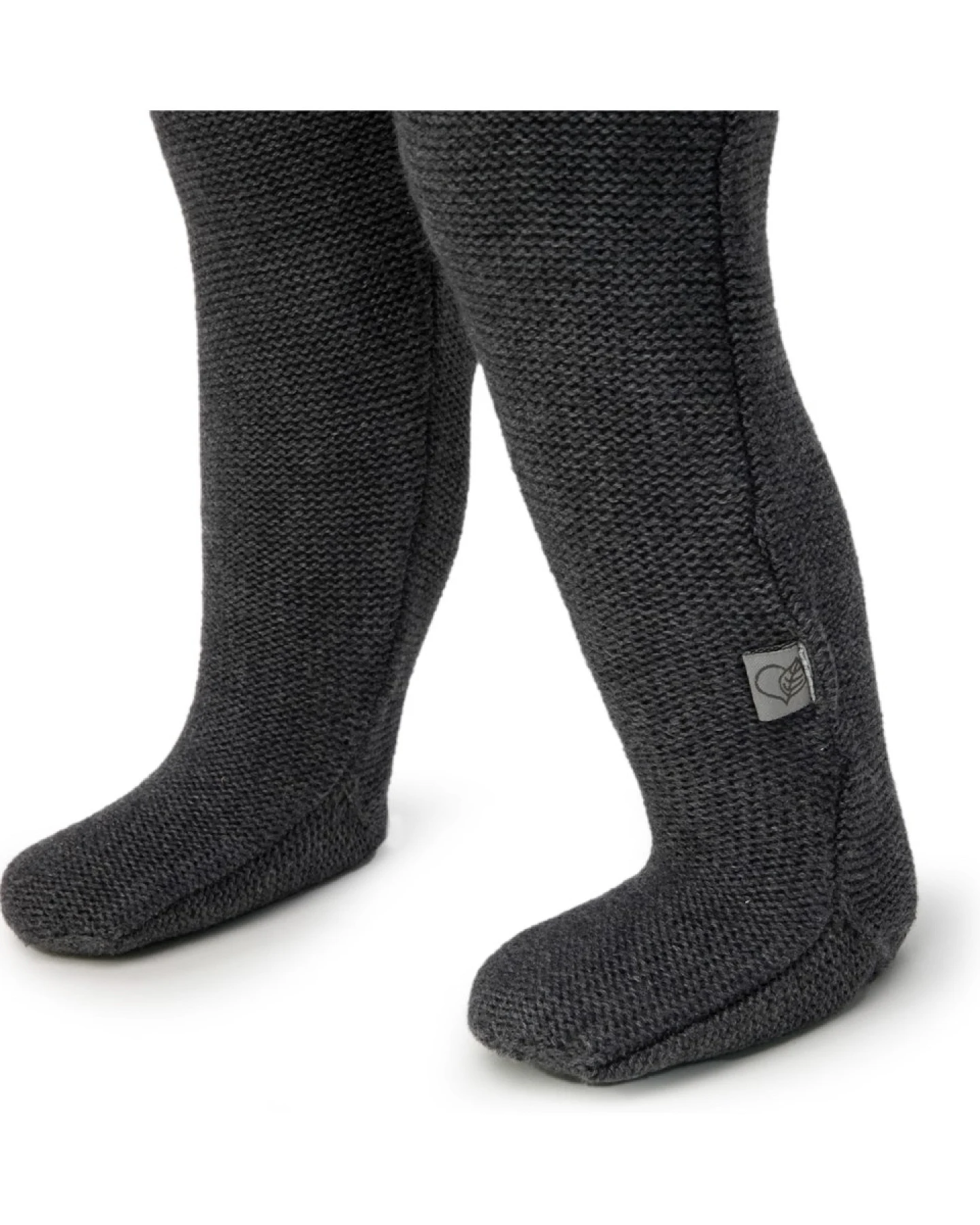 Baby Hose mit Füßchen Bio-Baumwolle Strick dunkelgrau melange Gr.50/56 – Ansicht 2