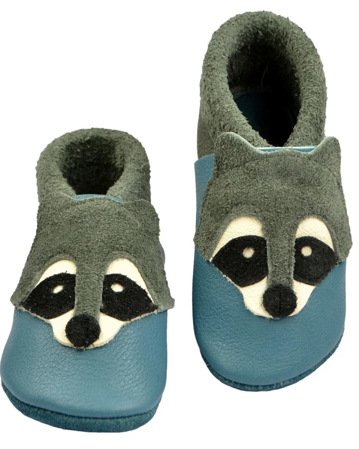 Baby und Kinder Hausschuhe Krabbelschuhe Ecopell Leder Waschbär Gr.27
