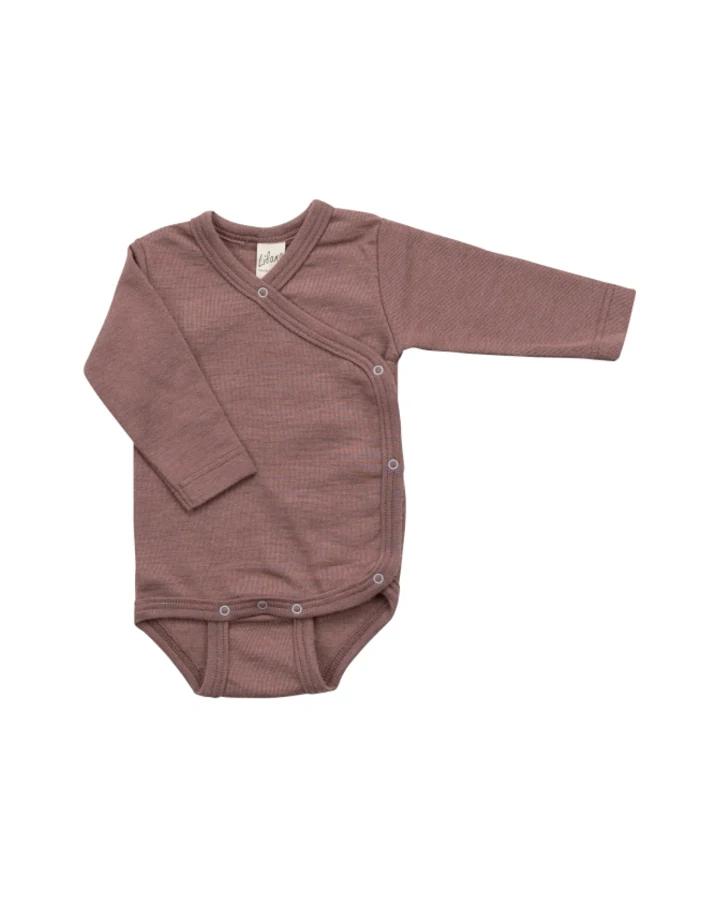 Lilano Baby Wickelbody Langarm Wolle Seide beere mauve Gr.56