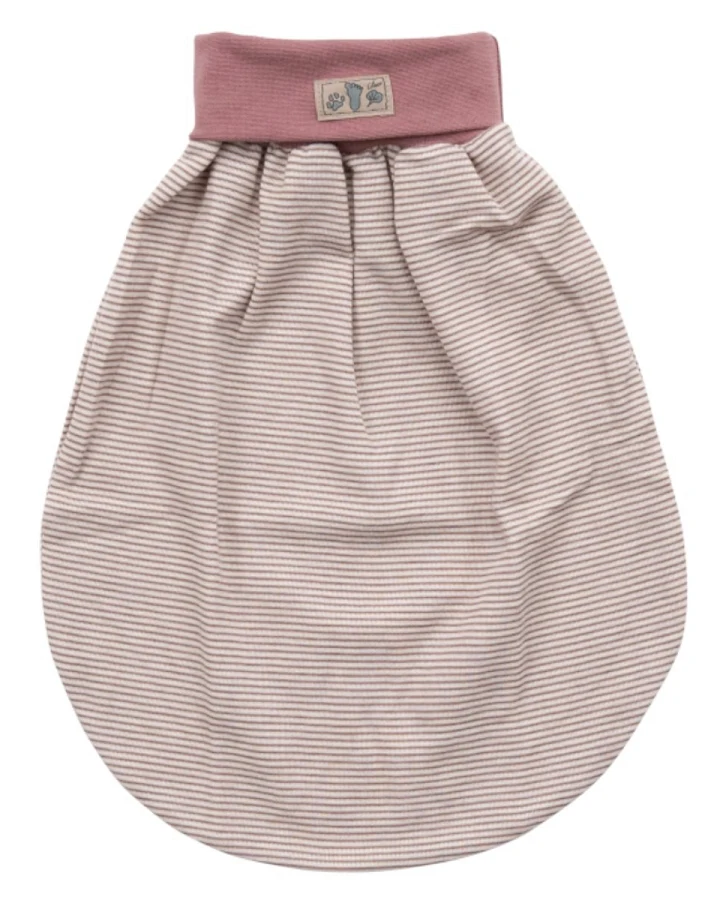 Lilano Baby Strampelsack Wolle Seide mauve-geringelt Gr.1, für die ersten 6 Lebensmonate