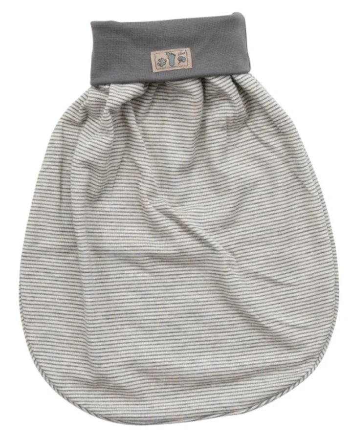 Lilano Baby Strampelsack Wolle Seide grau-geringelt Gr.1, für die ersten 6 Lebensmonate