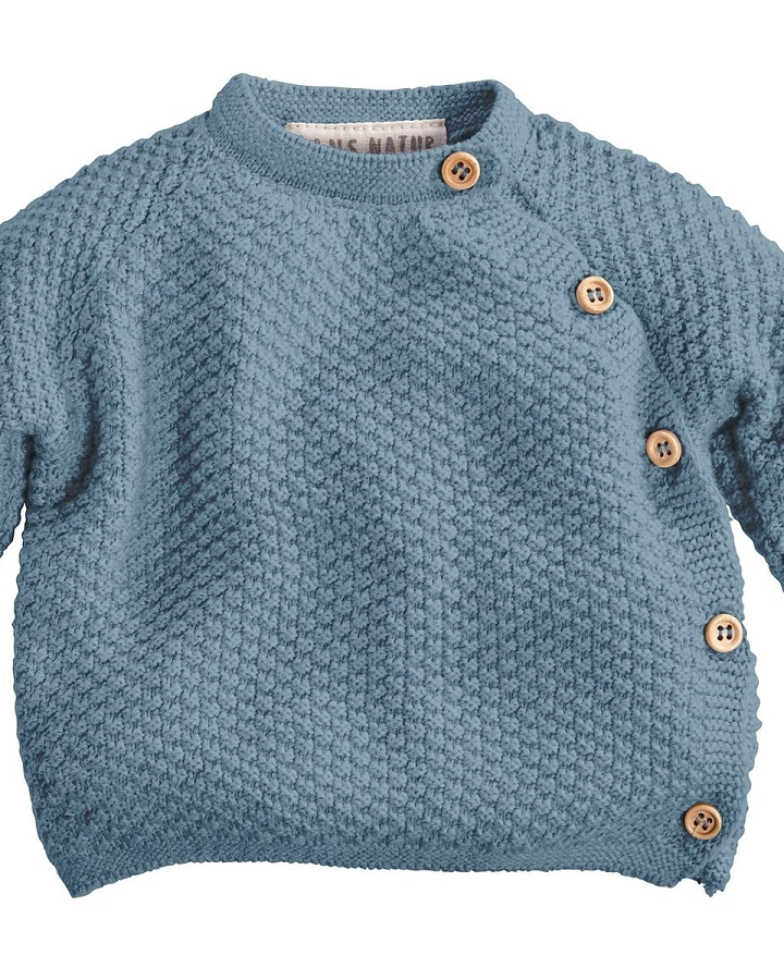 Baby Jacke Schlüttli Baumwolle Strick blau Gr.50/56