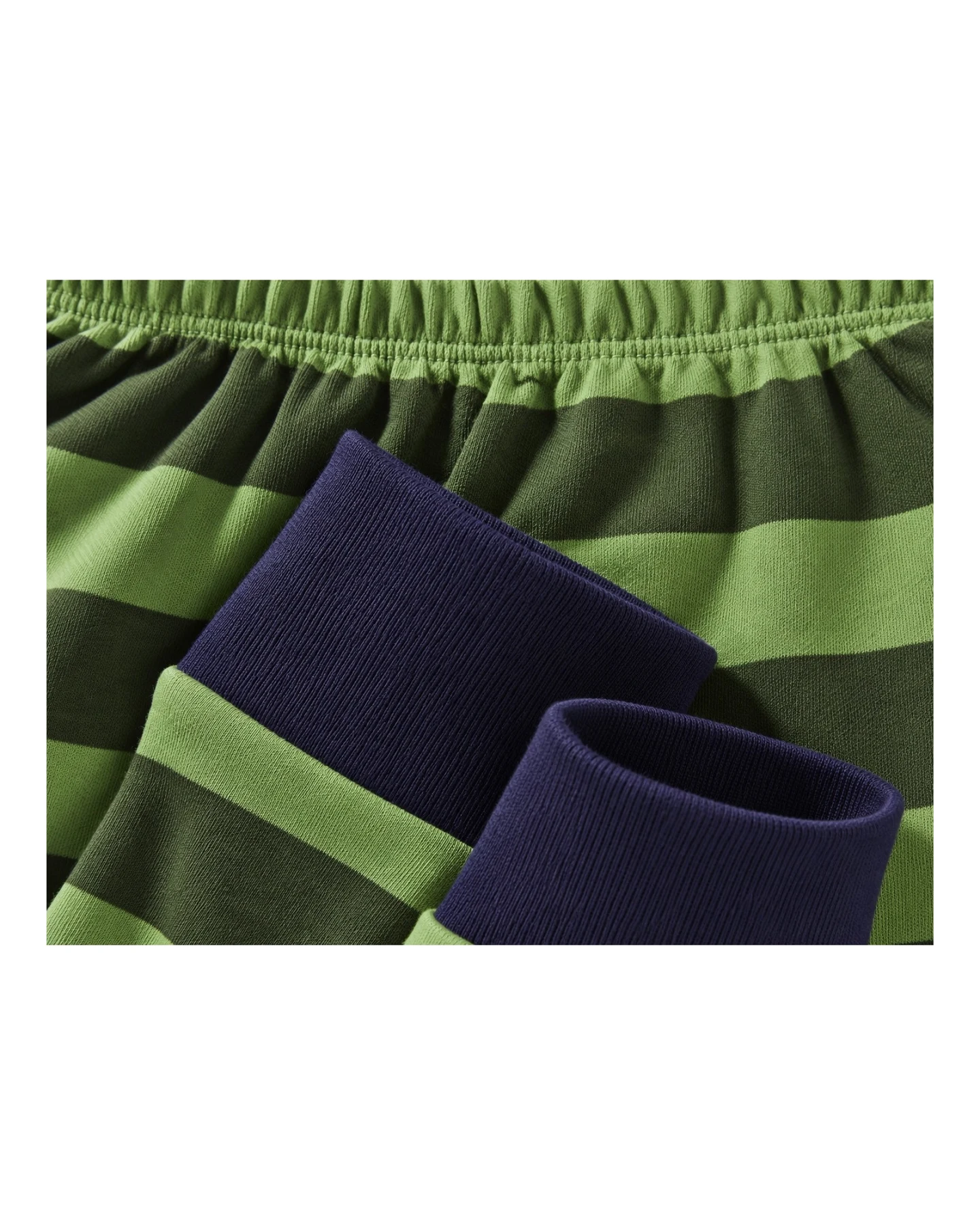 Kinder Unterhose lang Bio-Baumwolle Blockstreifen Grün Gr. 86/92 – Ansicht 2