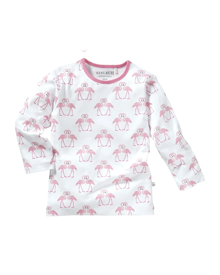 Kinder Unterhemd Langarm Bio-Baumwolle Flamingo Gr. 98/104
