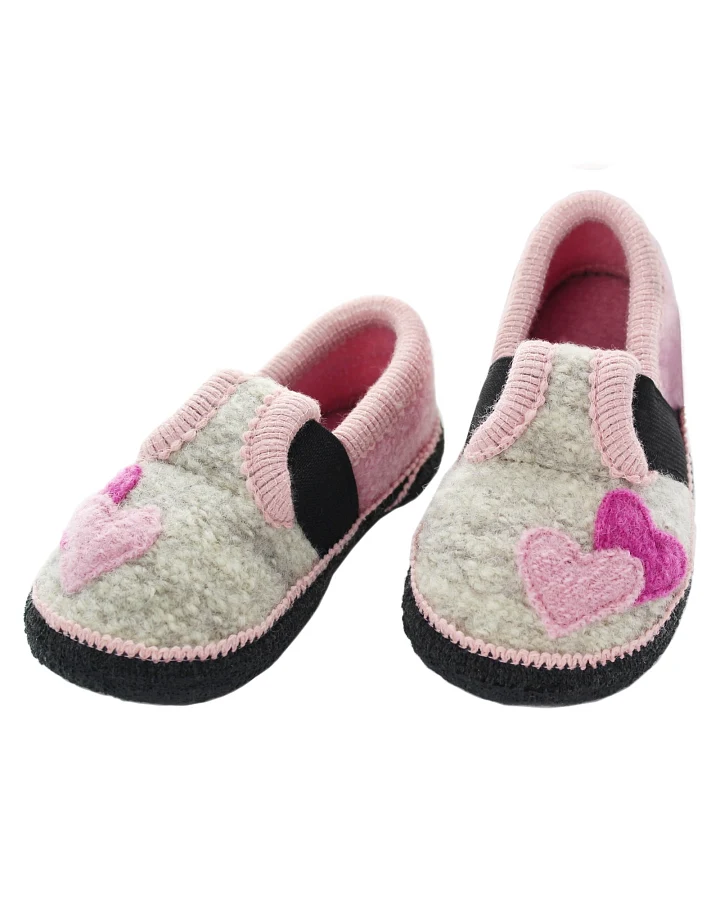 Kinder Hausschuhe Walkpuschen Doppelherzen rosa Gr.23